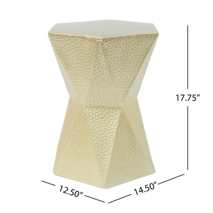 Modern Hexagon Side Table With Knockout Pit Texture - Gold Noble House