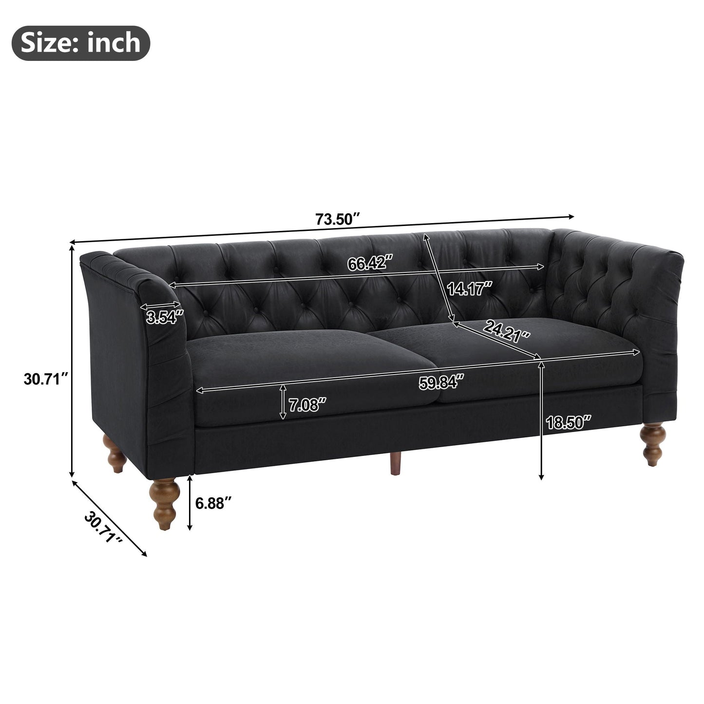 Chesterfield Sofa With Flared Arms For Living Room Noble House