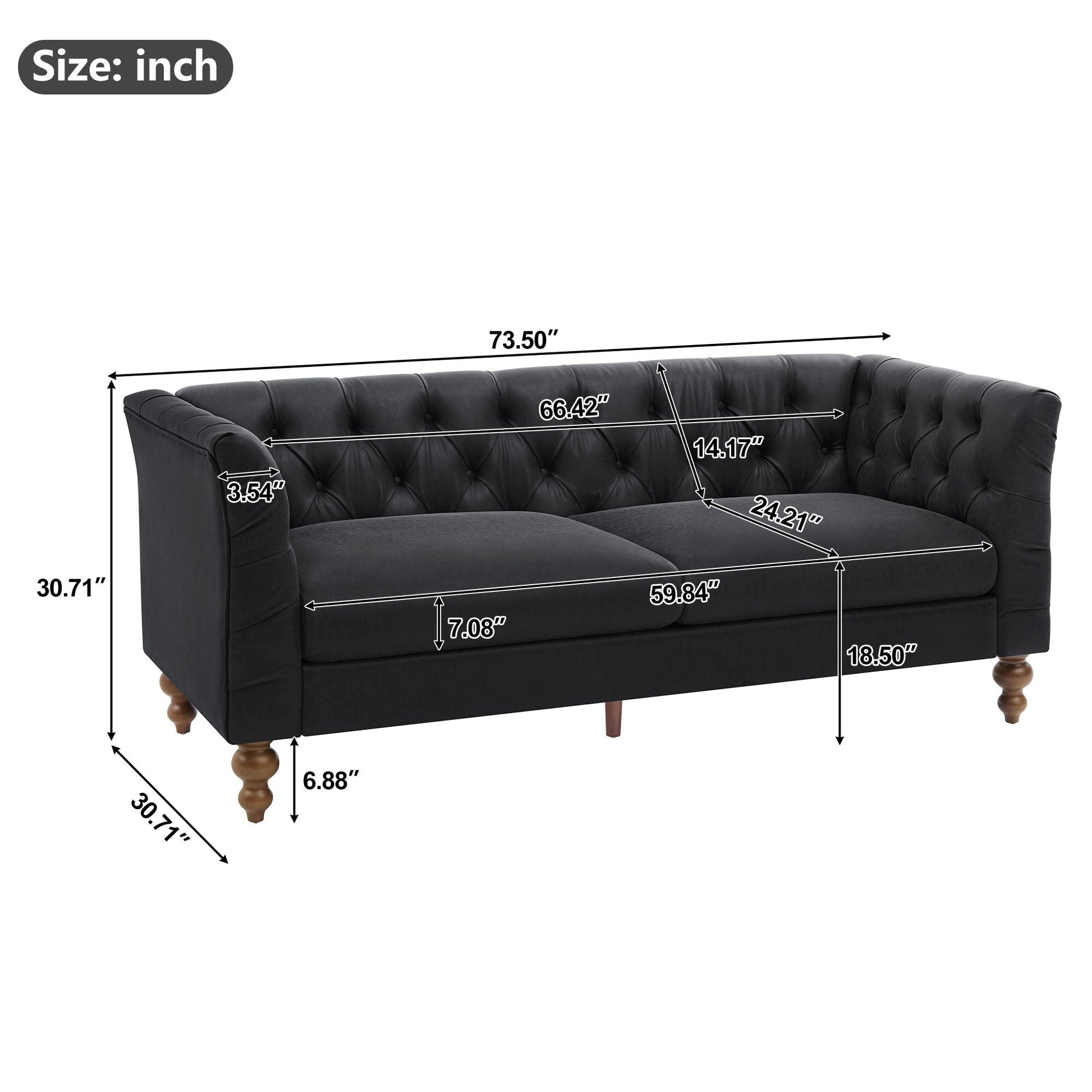 Chesterfield Sofa With Flared Arms For Living Room Noble House