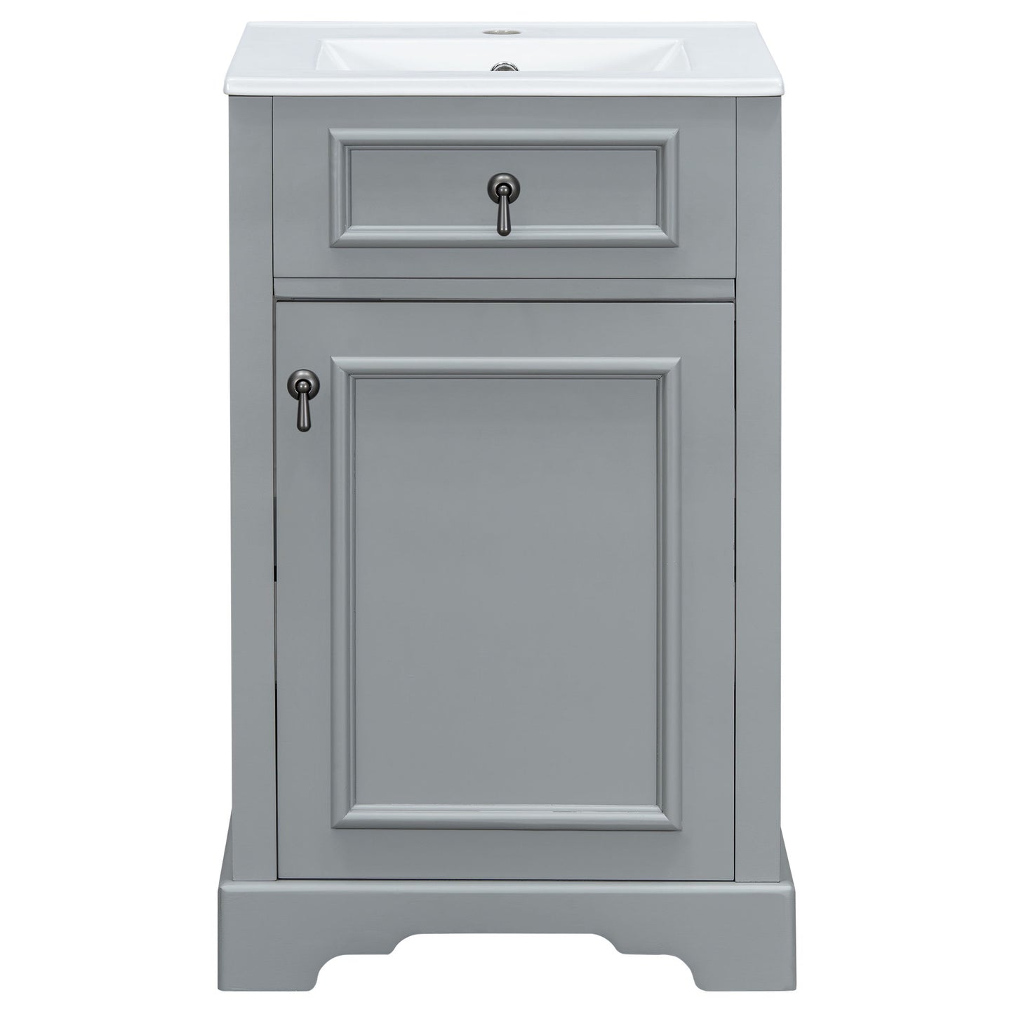 Elegant Bathroom Vanity With Ceramic Sink, Soft Close Door, Adjustable Shelf Hearth and Haven