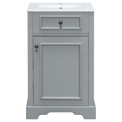 Elegant Bathroom Vanity With Ceramic Sink, Soft Close Door, Adjustable Shelf Hearth and Haven