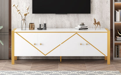 Modern Minimalist TV Stand With 2 Spacious Cabinets Hearth and Haven