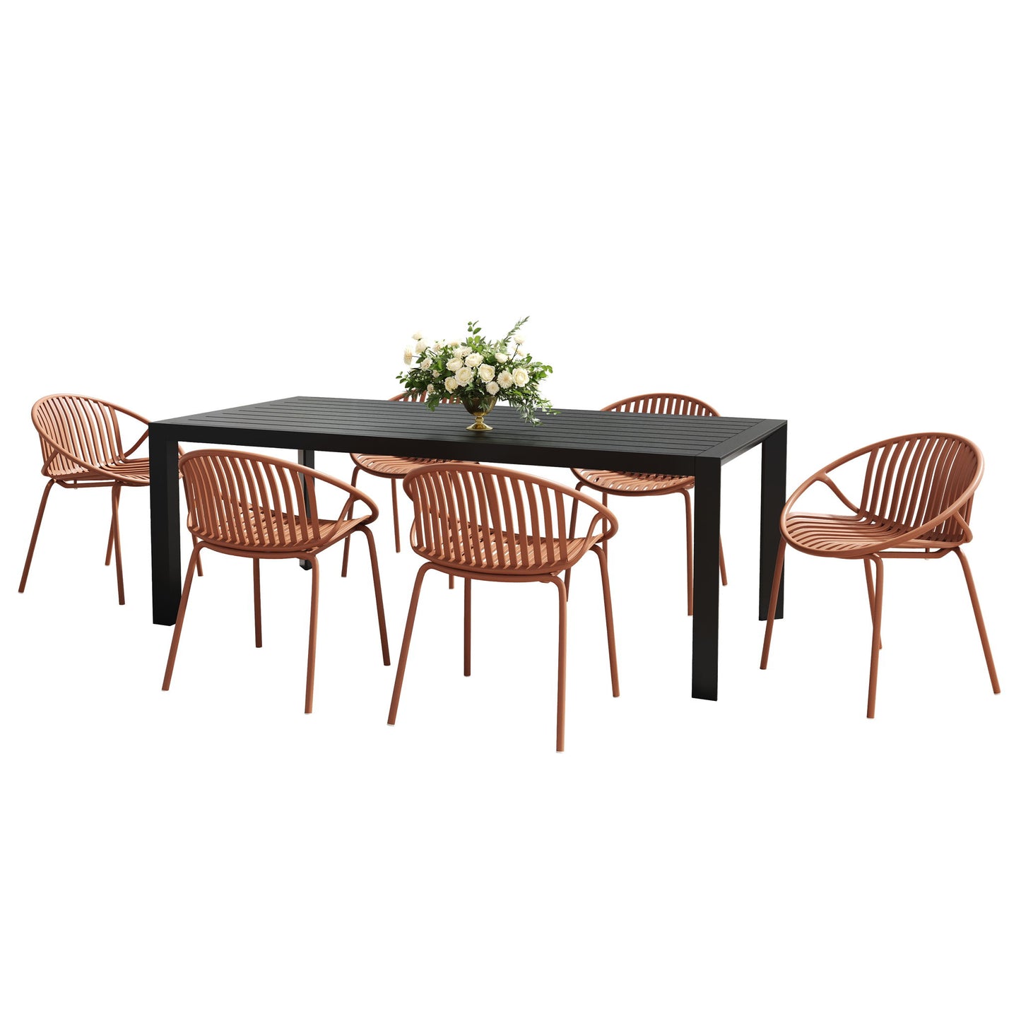7 Piece Dining Set With Stackable Chairs Noble House