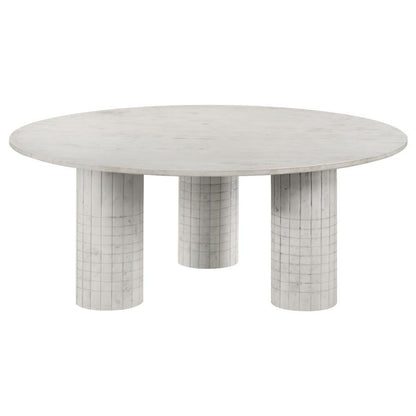 Astoria - Round Genuine Marble Coffee Table - White