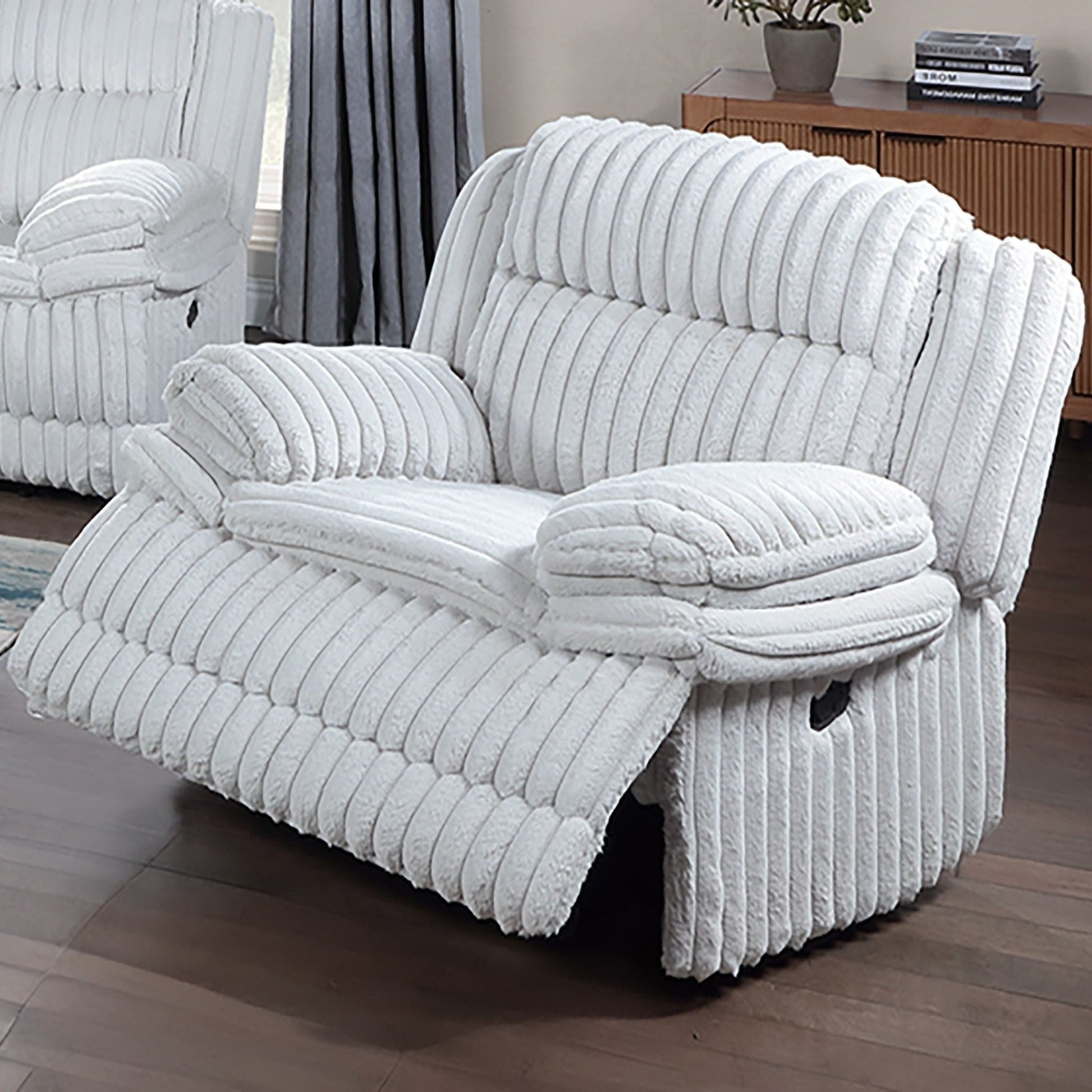 Contemporary Manual Motion Glider Recliner Chair With Padded Armrests And Smooth Rocking Function Home Essentials