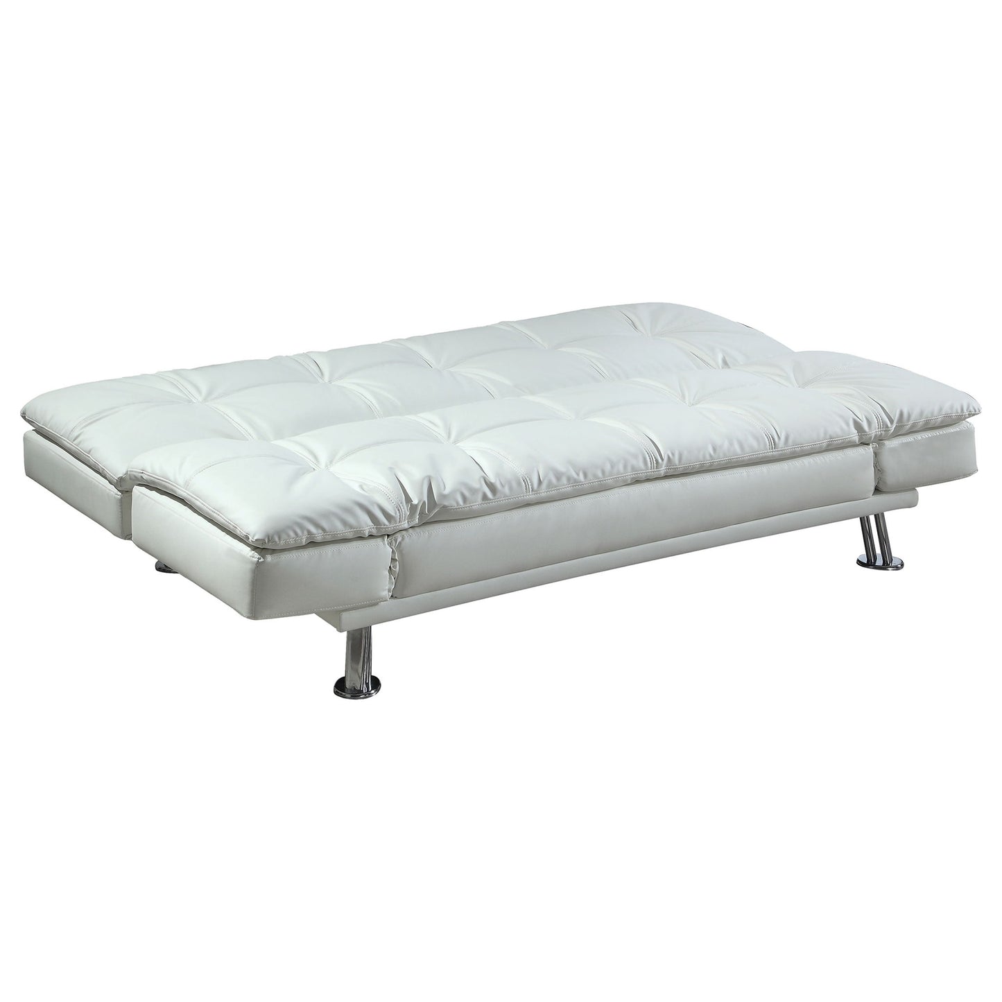 Kimpton - Upholstered Tufted Convertible Sofa Bed With Adjustable Arms Legs - White Furniture Max