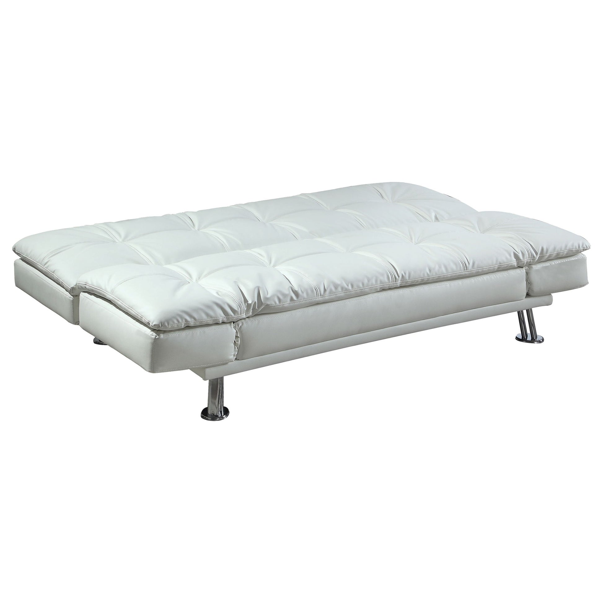 Kimpton - Upholstered Tufted Convertible Sofa Bed With Adjustable Arms Legs - White Furniture Max