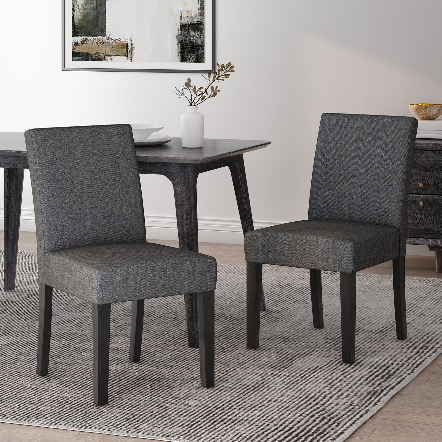 Contemporary Dining Chair With Upholstered Seating And Tapered Legs Noble House