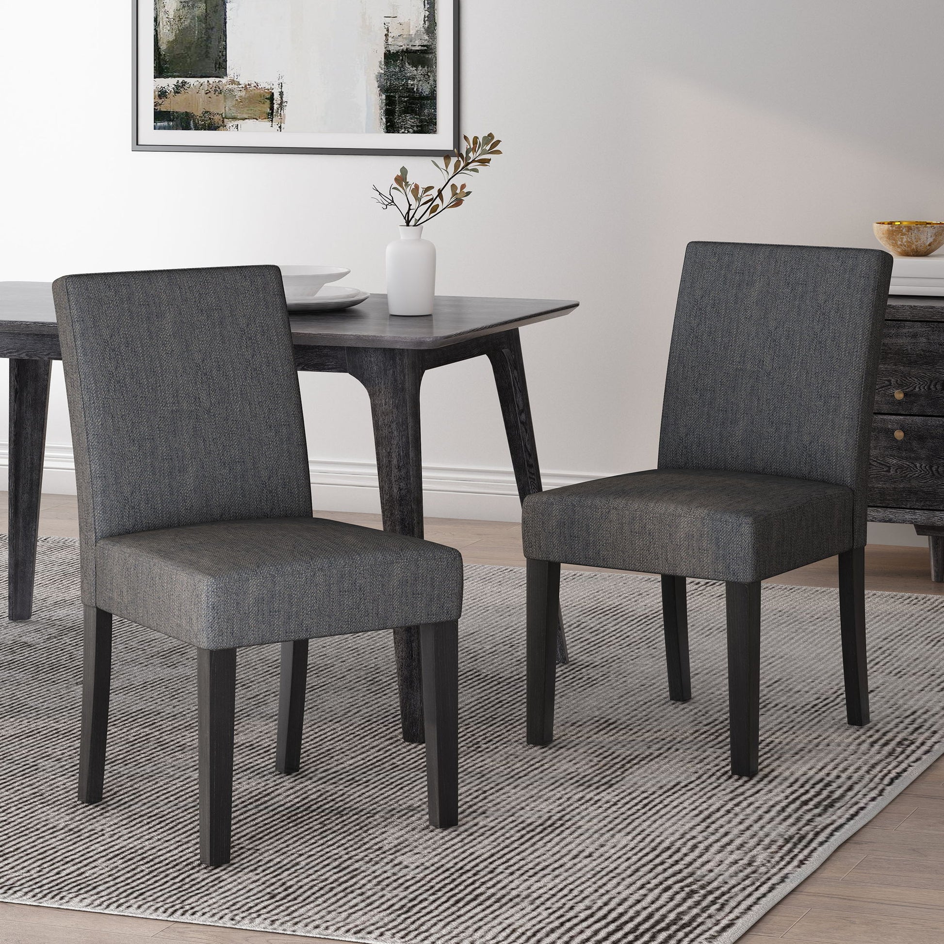 Contemporary Dining Chair With Upholstered Seating And Tapered Legs Noble House