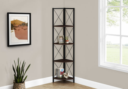 Bookshelf, Bookcase, Etagere, Corner, 4 Tier, Office, Marble Look Contemporary & Modern 8th Street