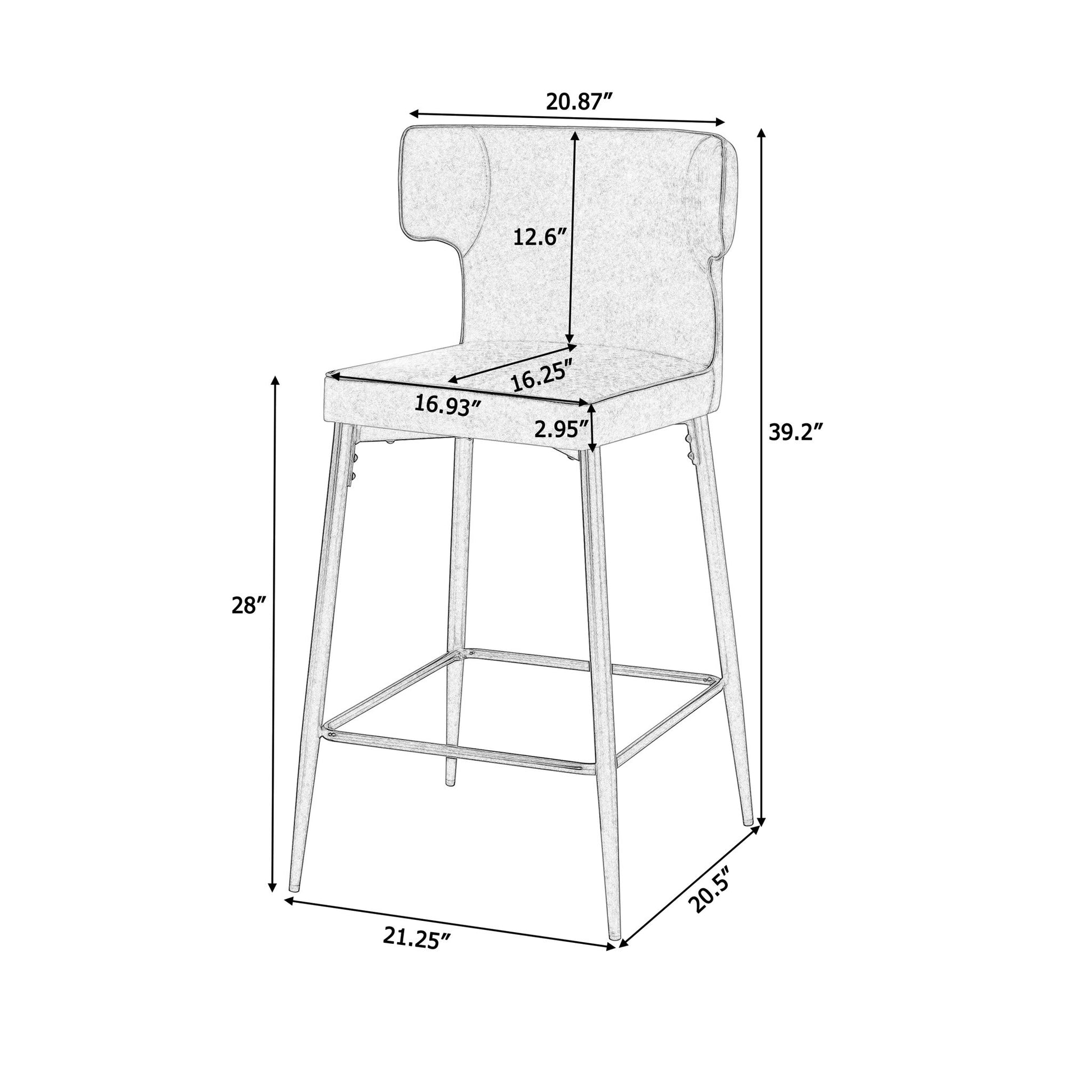 Modern Bar Stools With Upholstery And Metal Footrest (Set of 2) Noble House