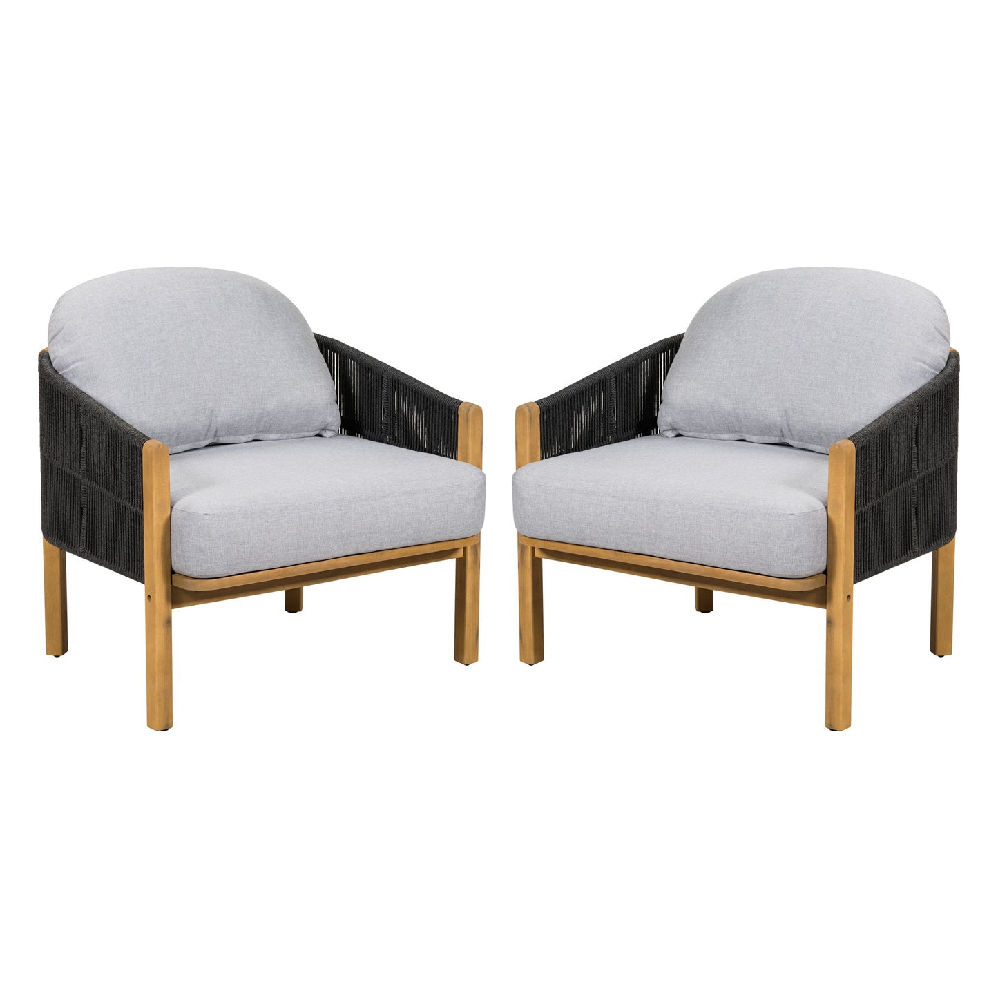 Grotta - Outdoor Wood Club Chair (Set of 2) Noble House