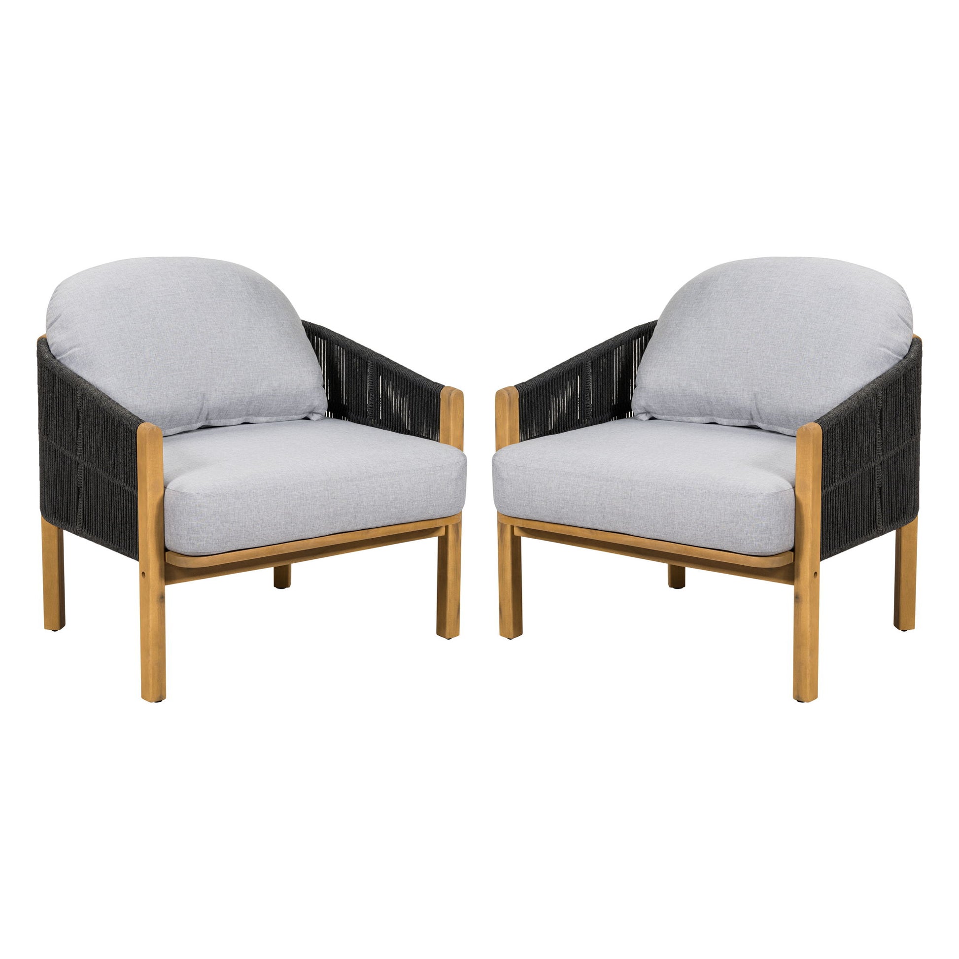 Grotta - Outdoor Wood Club Chair (Set of 2) Noble House