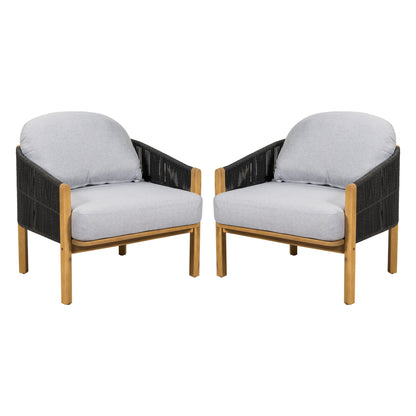 Grotta - Outdoor Wood Club Chair (Set of 2) Noble House