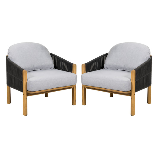 Grotta - Outdoor Wood Club Chair (Set of 2) Noble House