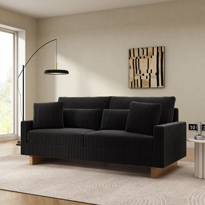 Modern Loveseat Sofa With 4 Pillows Noble House