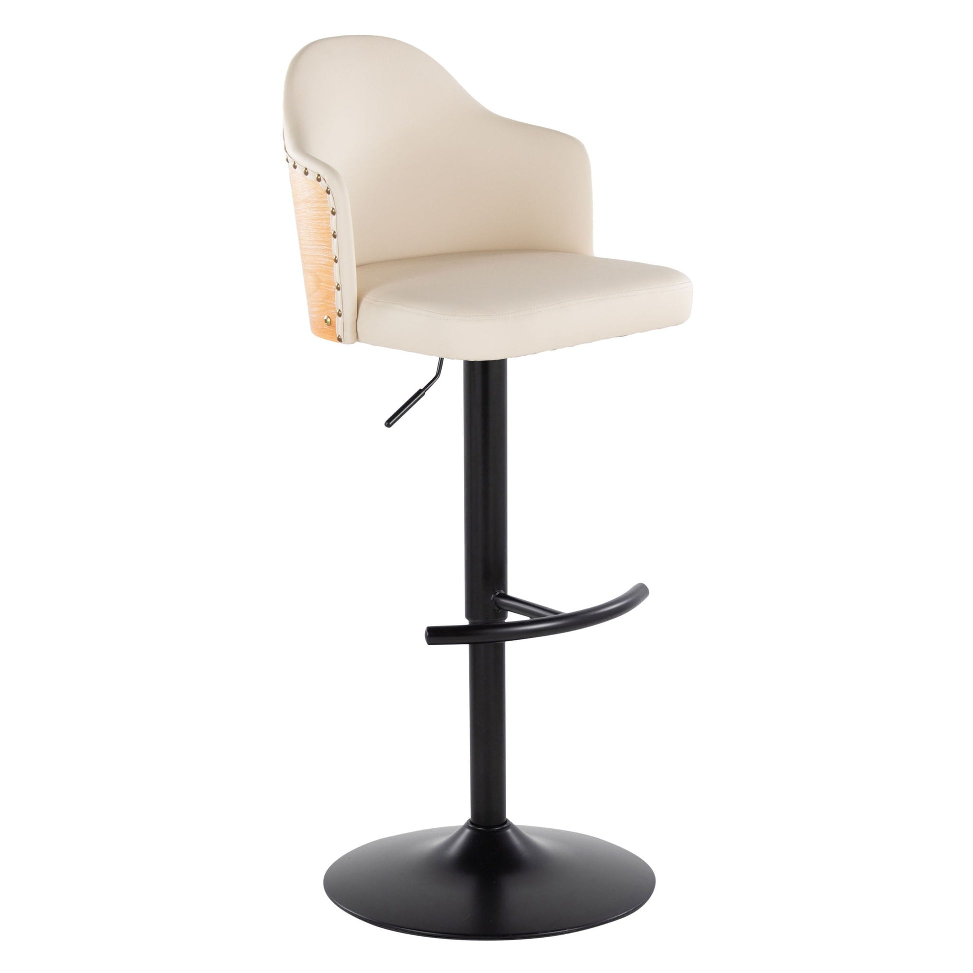 Ahoy - Contemporary Adjustable Barstool, Swivel With Rounded T Footrest (Set of 2) Lumi Source