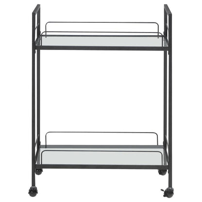 Curltis - 2-Tier Rectangular Glass Shelf Metal Bar Cart - Black CoasterEssence
