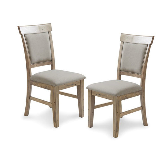 Dining Side Chair With Cushioned Seats And Backs (Set of 2) - Cream / Gray JLA