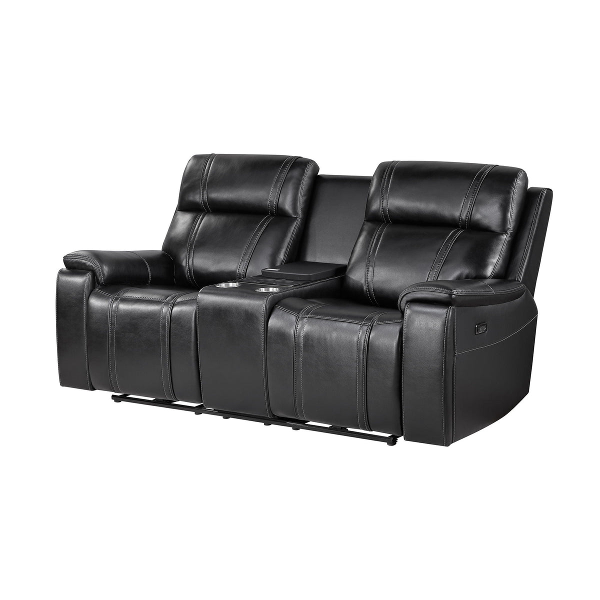 Gary - Power Reclining Loveseat With Cooler In Center Console - Black Global Furniture USA