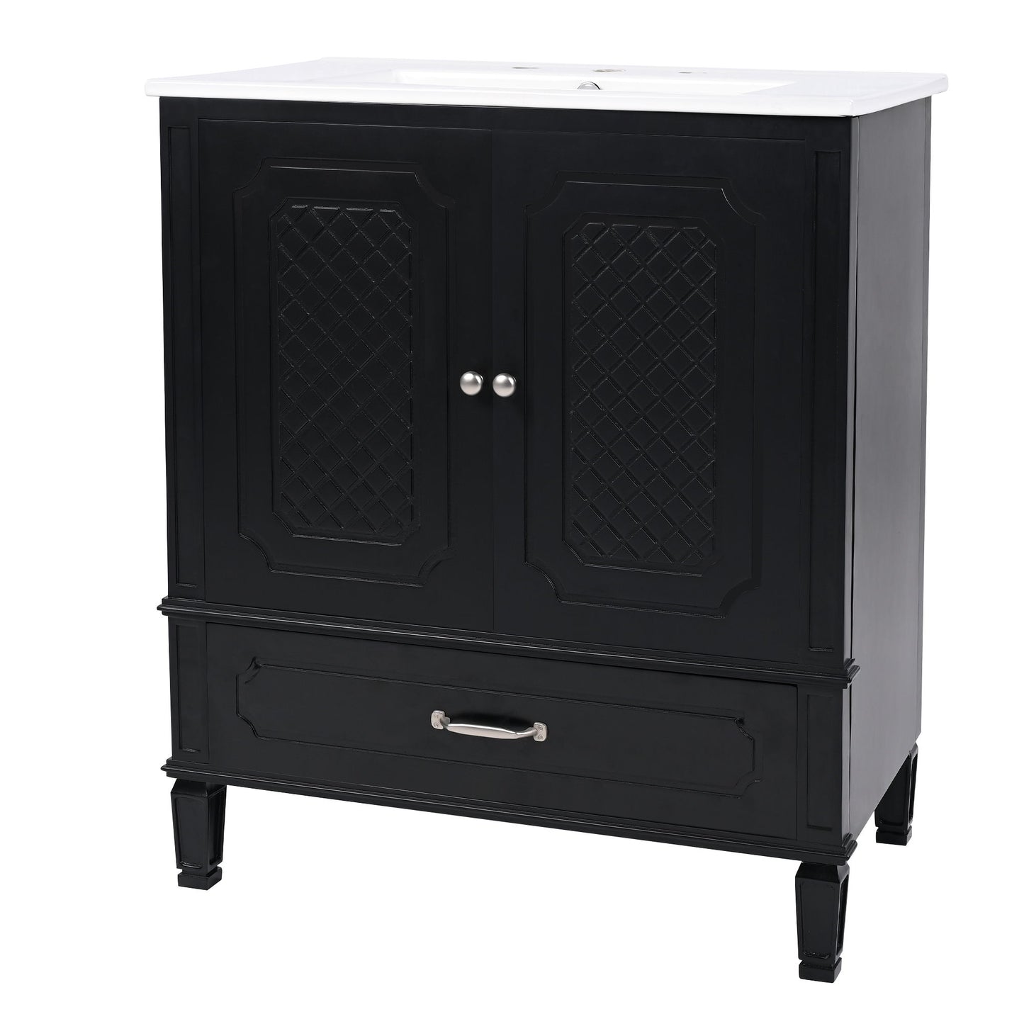 Vintage Style Bathroom Vanity With Sink, Multi Functional Storage, Soft-Closing Door Noble House