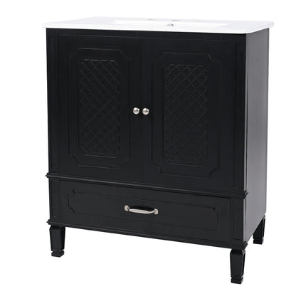 Vintage Style Bathroom Vanity With Sink, Multi Functional Storage, Soft-Closing Door Noble House