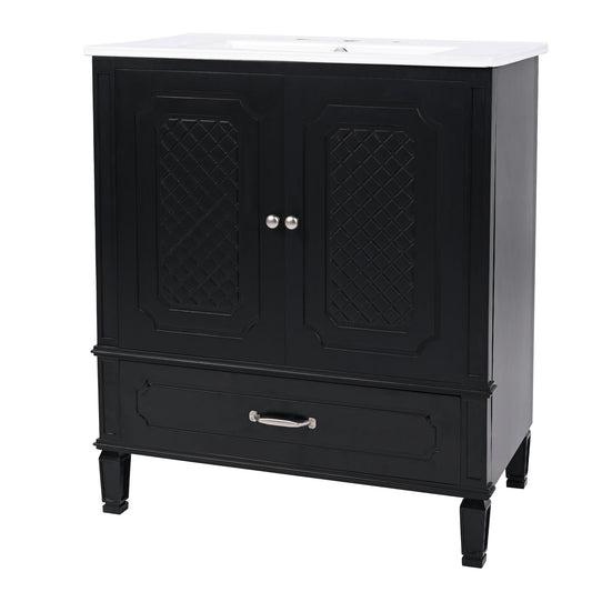 Vintage Style Bathroom Vanity With Sink, Multi Functional Storage, Soft-Closing Door Noble House