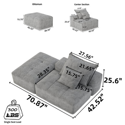 Modern Oversized Modular Sectional Sofa, Sparkling Fabric Soft Cushions With 2 Pillows Home Essentials