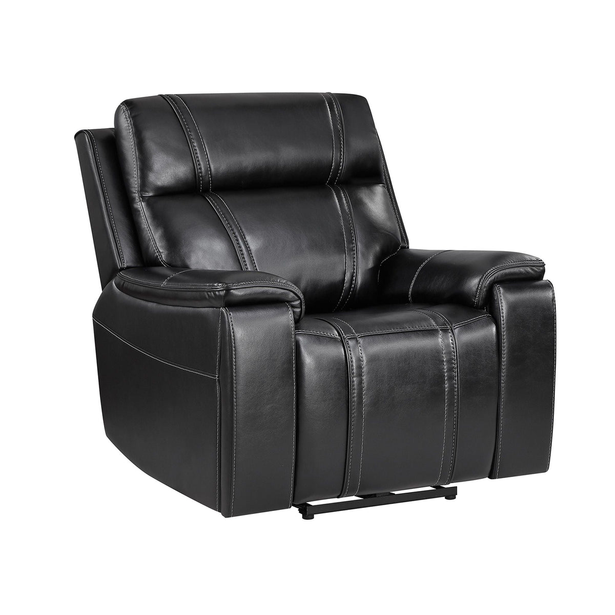 Gary - Power Recliner With Power Recline Motion, Pillow Top Arms, Hidden Cupholders - Black Global Furniture USA