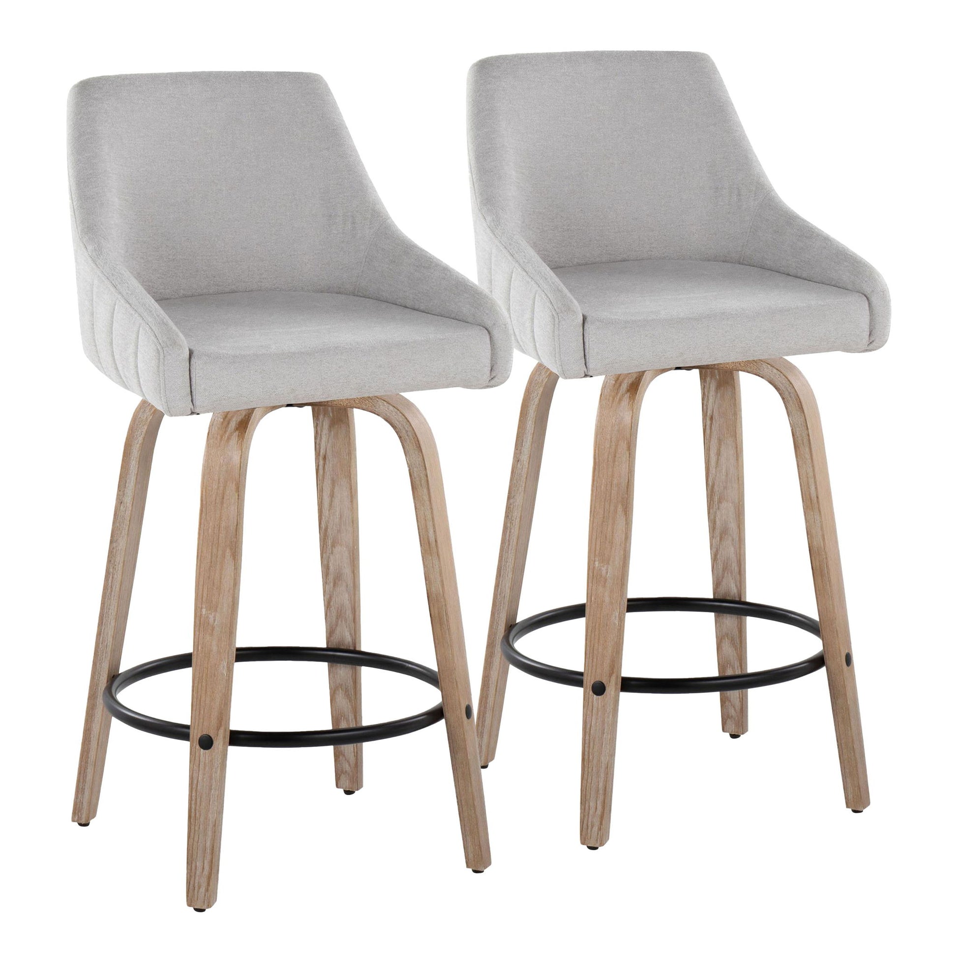 Hannah - Transitional Fixed Height Counter Stool With Swivel With Round Footrest (Set of 2) Lumi Source