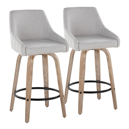 Hannah - Transitional Fixed Height Counter Stool With Swivel With Round Footrest (Set of 2) Lumi Source