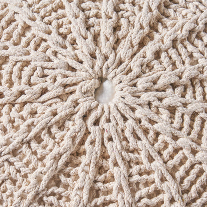 Bordeaux - Knitted Cotton Round Pouf Ottoman And Floor Cushion Home Essentials