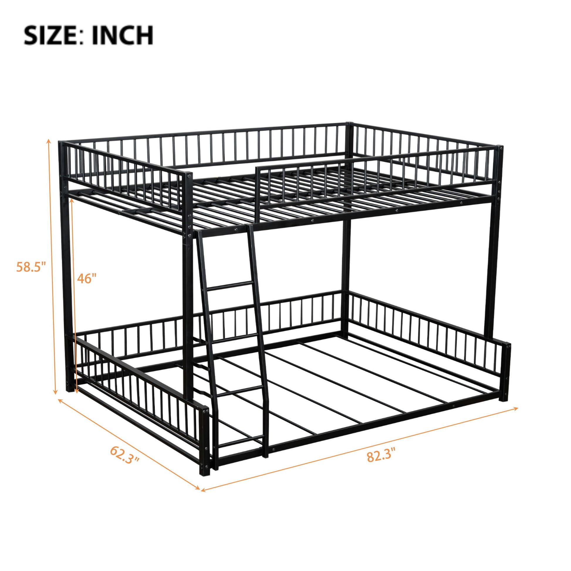 Bunk Bed Frame With Ladder And Safety Guardrails Dreamland