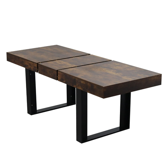 Extendable Dining Room Table For 6 8 10, Modern Farmhouse Wooden Kitchen Expanding Table, Long Large Expandable Dining Room Conference Table - Deep Rustic Brown Home Essentials