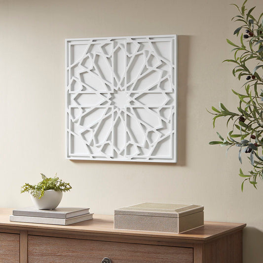 Boho Notion - Square Carved Wall Panel - Off White