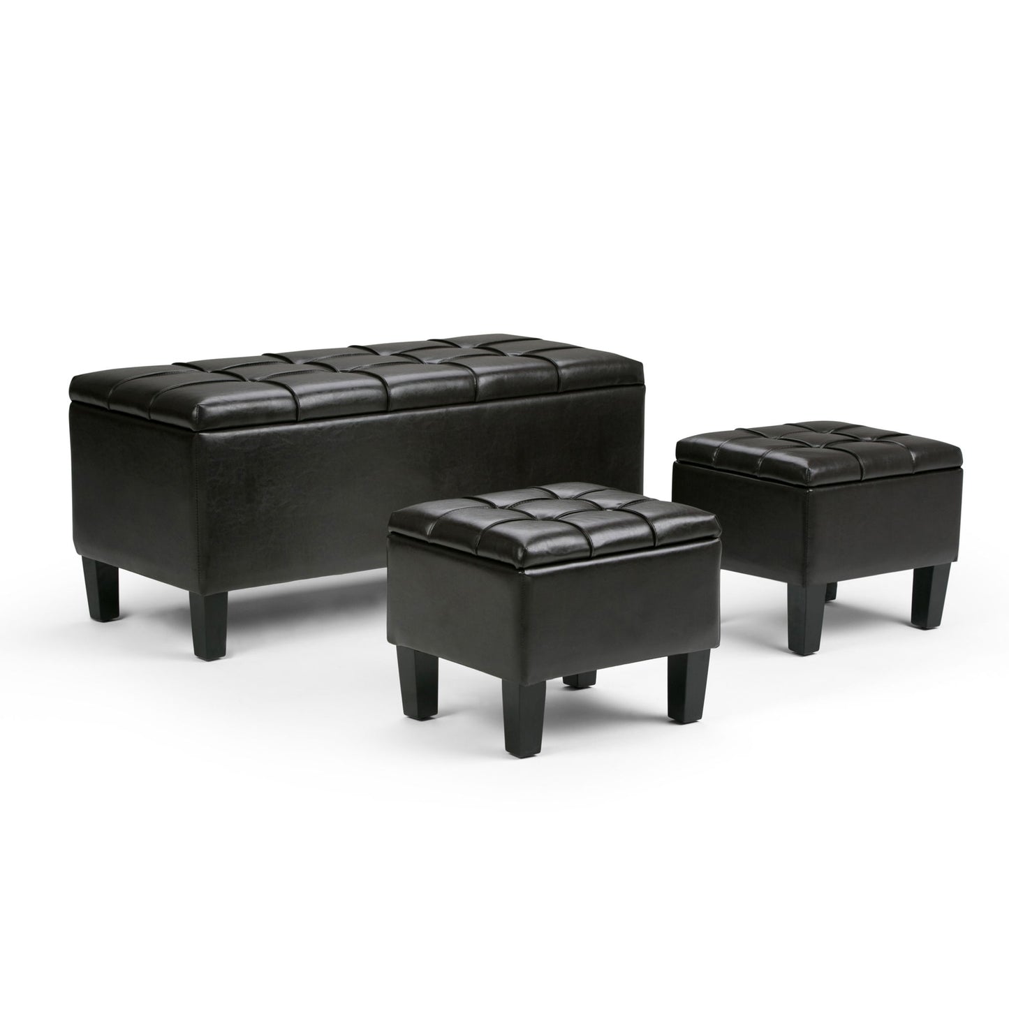 Dover - 3 Piece Storage Ottoman Contemporary Design Simpli-Home