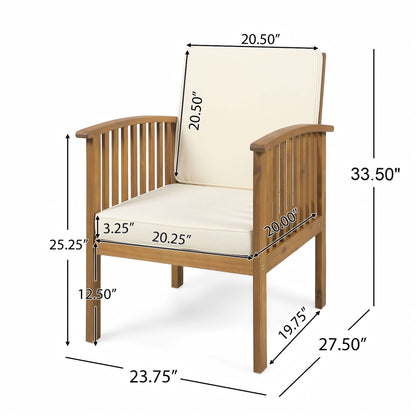 Casa - Acacia Club Chair Coastal Classic Outdoor Seating, Waterproof Fabric Noble House
