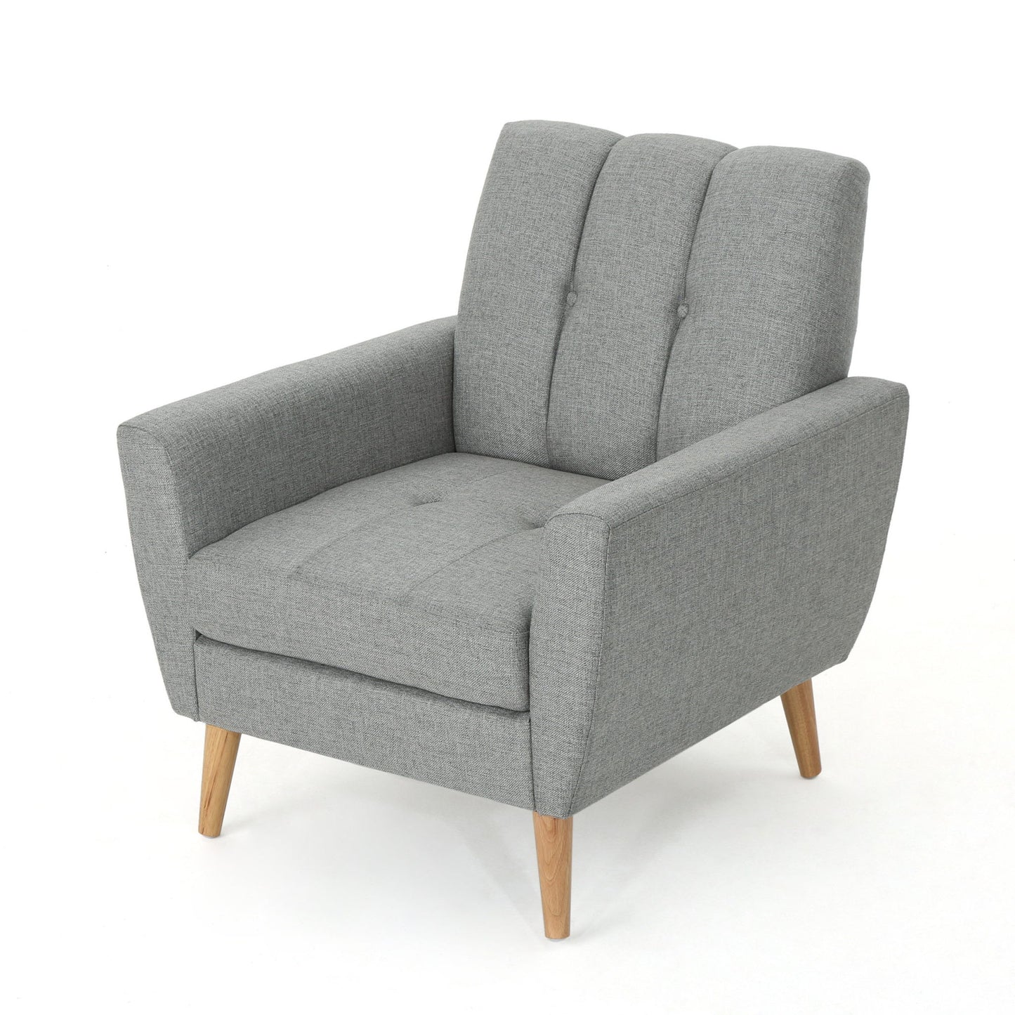 Fabric Channel Stitch Club Chair With Tufted Back - Gray Noble House