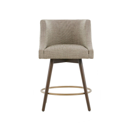 Swivel Counter Stool With Antique Bronze Detailing - Beige Multi JLA