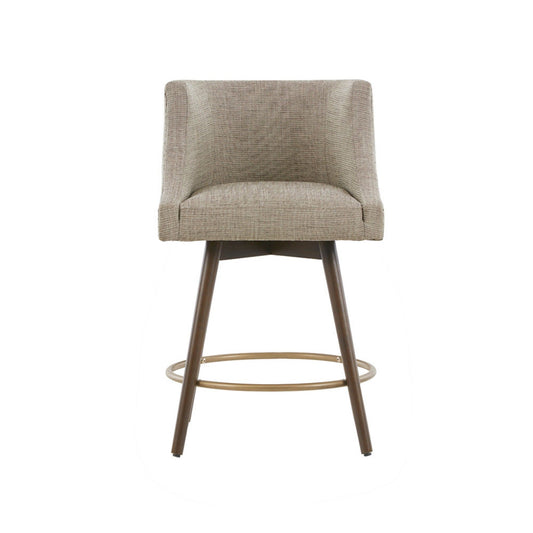 Swivel Counter Stool With Antique Bronze Detailing - Beige Multi JLA