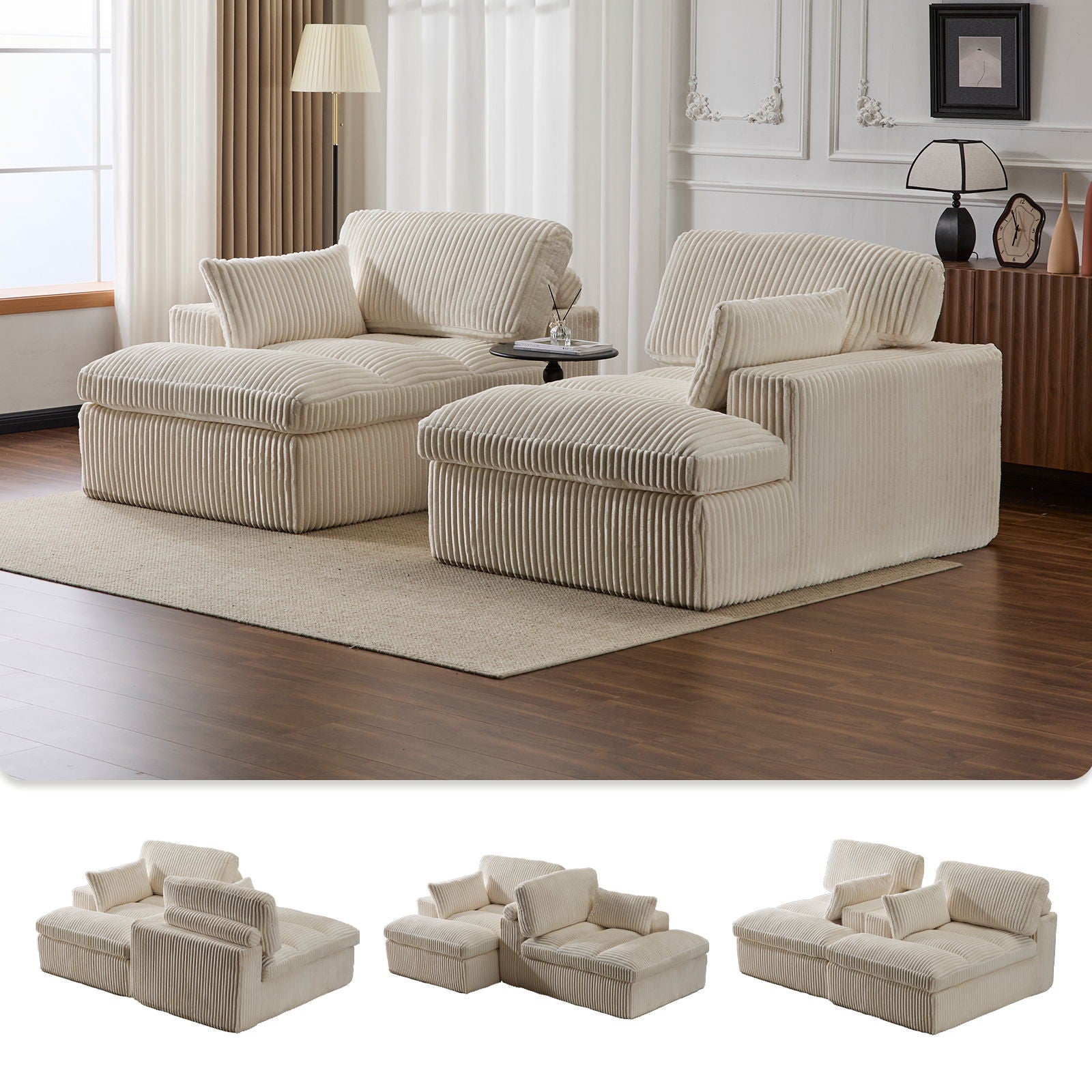 Double Chaise Lounge Chair, Oversized Upholstered Sleeper Cloud Couch Home Essentials