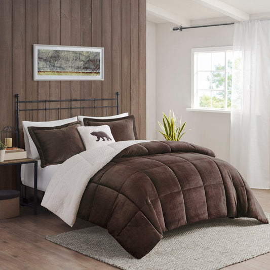 Alton - Down Alternative Comforter Set - Brown / Ivory Woolrich