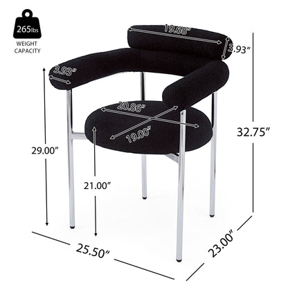 Contemporary Upholstered Armchair Dining Chairs With Metal Legs (Set of 2) Noble House