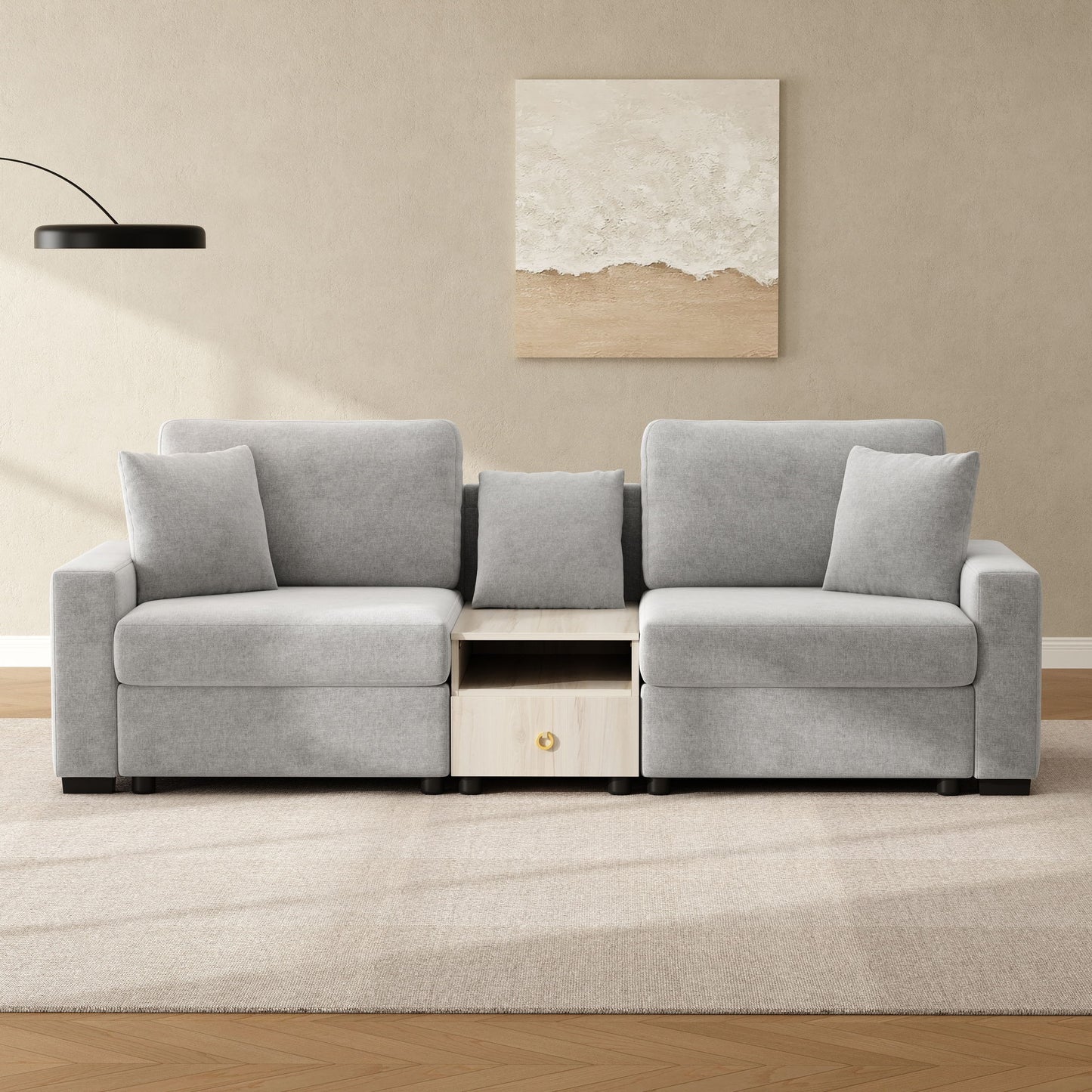 Modular Sofa Couch With Storage Armrest And Center Console Noble House
