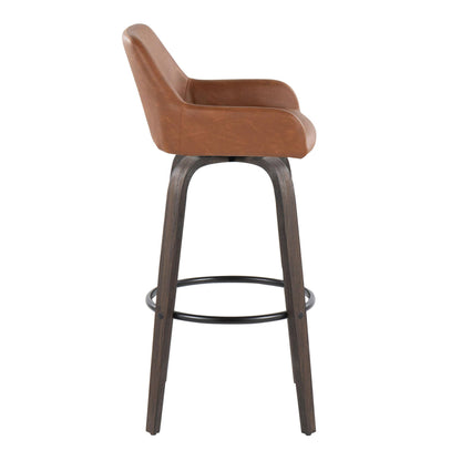 Daniella - Contemporary Fixed Height, Barstool With Swivel With Round Footrest (Set of 2) Lumi Source