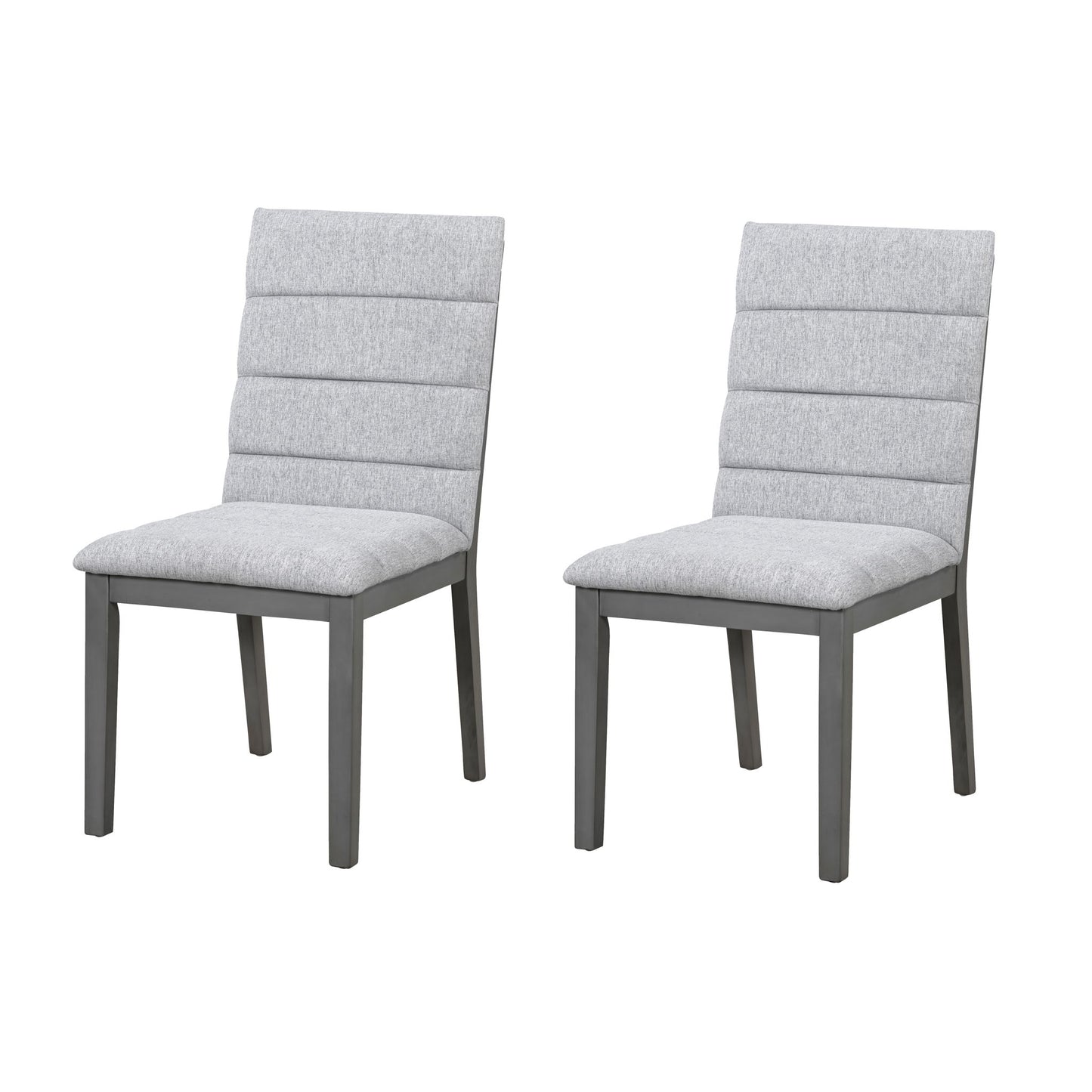 Tufted Upholstery Modern Dining Chairs (Set of 2) Sleek Comfort With Rubber Wood Frame - Gray / Oak Hearth and Haven
