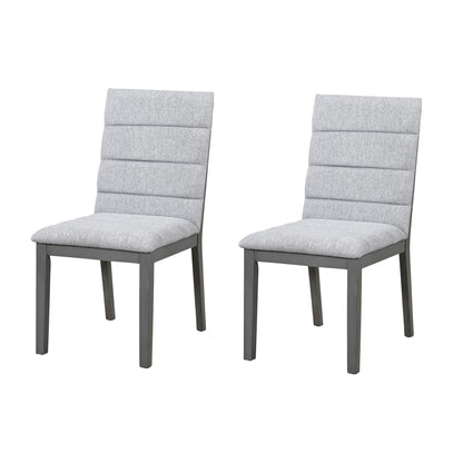 Tufted Upholstery Modern Dining Chairs (Set of 2) Sleek Comfort With Rubber Wood Frame - Gray / Oak Hearth and Haven