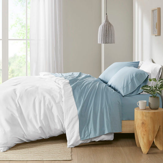 Queen Peached Percale Sheet Set - Teal Madison Park