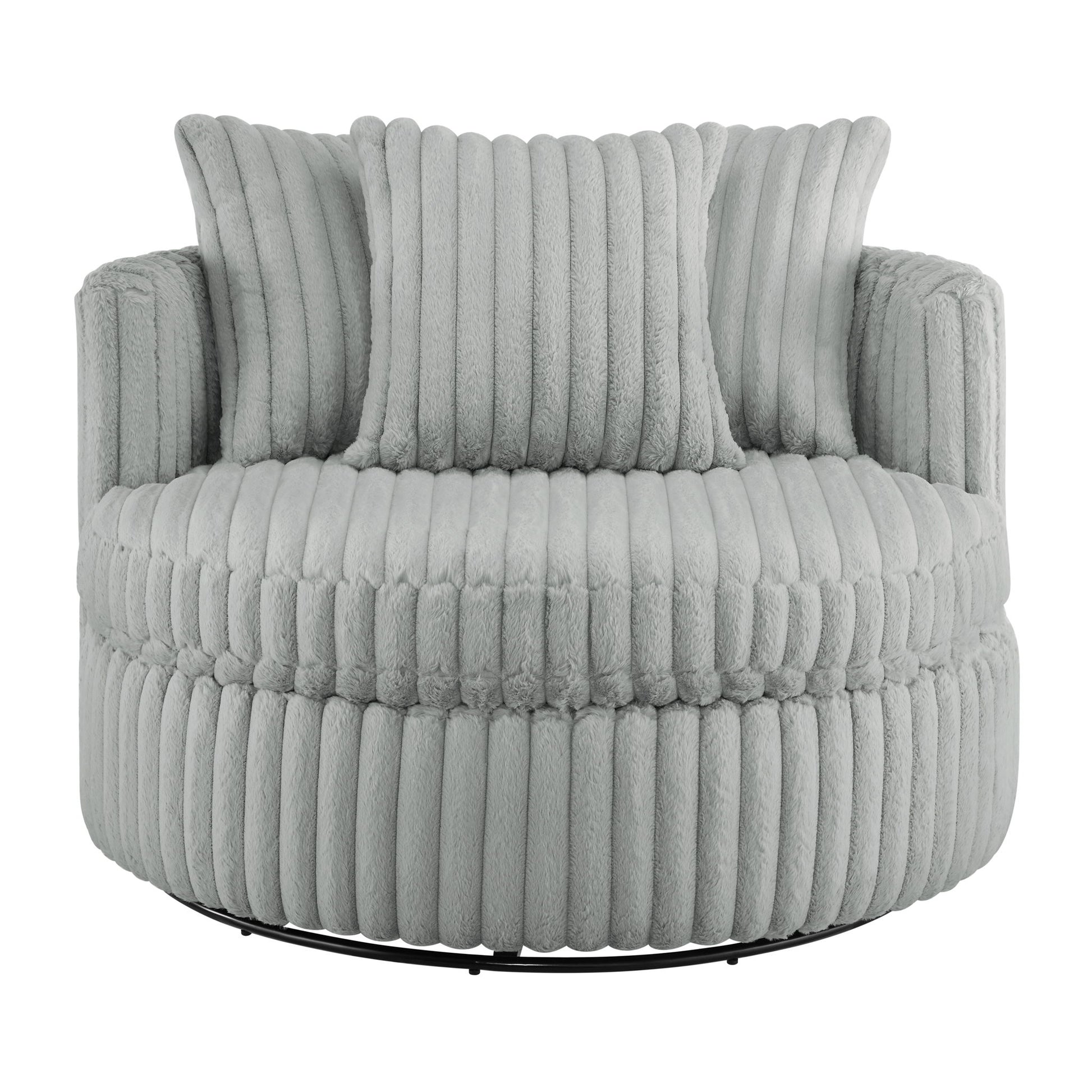 Mindy - Oversized Swivel Barrel Chair - Gray Ridgecrest Home