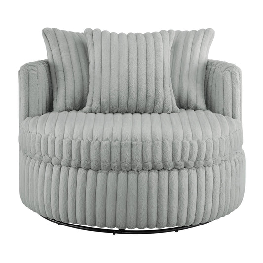 Mindy - Oversized Swivel Barrel Chair - Gray Home Essentials